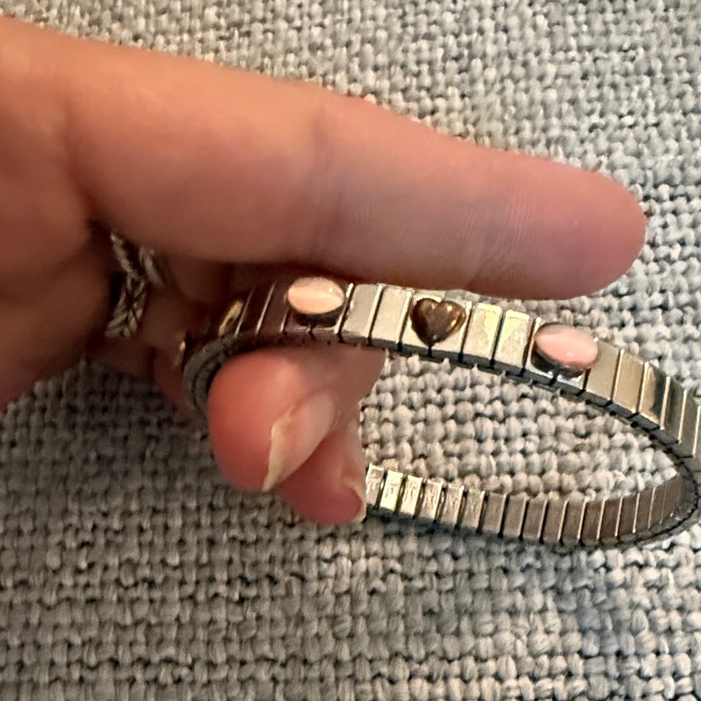 Elegant Silver and Pink Stretch Bracelet